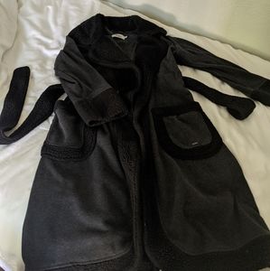 ugg black fur lined robe